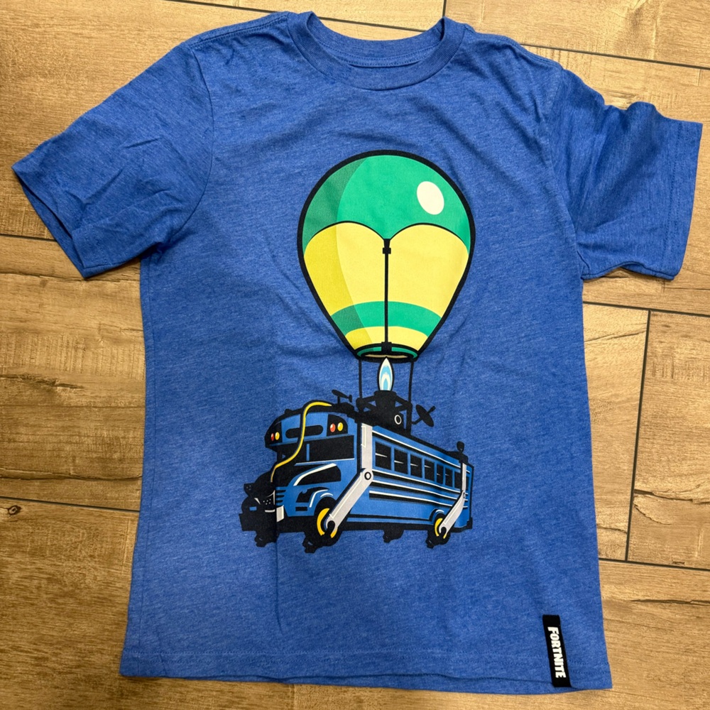 Fortnite Battle Bus Tee, Like New!!